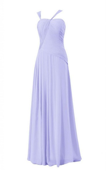 Stylish Ruched Chiffon A-line Gown With Lace-up Back