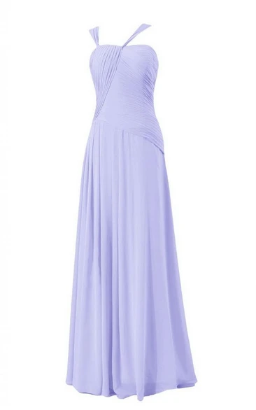 Stylish Ruched Chiffon A-line Gown With Lace-up Back