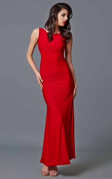Sleeveless Scoop Neck Long Jersey Dress With Open Back