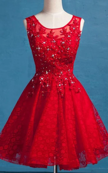 Appliques A-Line Short Junior Prom Dress