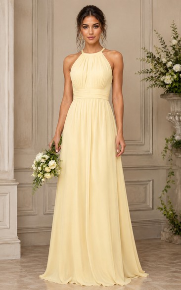 Daffodil Halter Chiffon A-Line Bridesmaid Dress