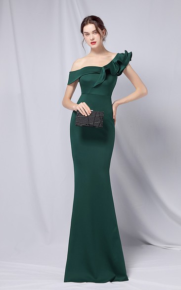 Six-Color One-Shoulder Banquet Evening Dress Fashion Party Long Elegant Slim Sexy Fishtail Dress