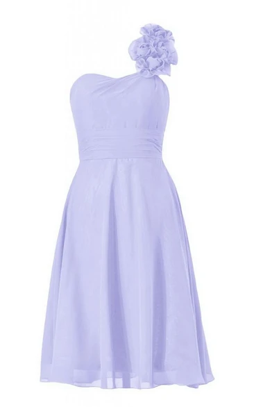 Chic One-shoulder Sweetheart Short Dress With Flowers