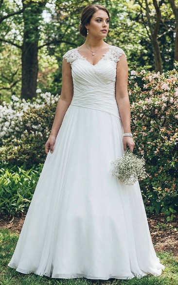 V-Neck Chiffon Wedding Gown with Criss-Cross