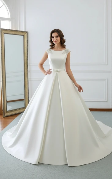 Royal Satin Ball Gown with Epaulets
