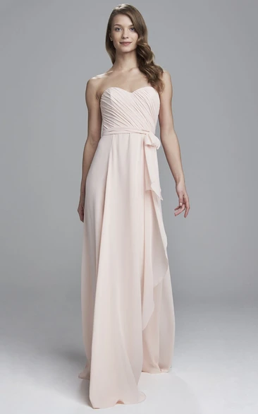 Sweetheart Draped Chiffon Bridesmaid Dress With Ruching