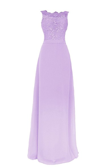 Scalloped Lace Appliqued A-line Gown With Deep-v Back