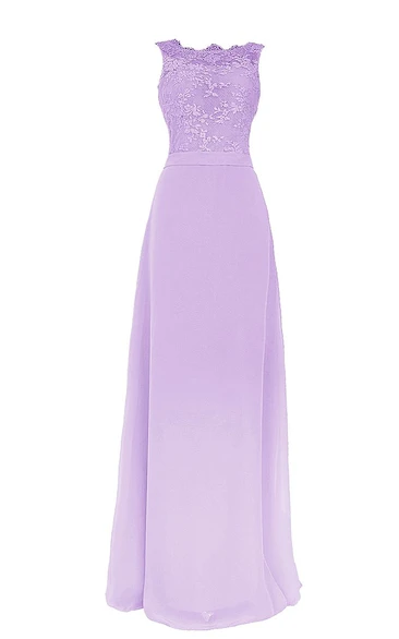 Scalloped Lace Appliqued A-line Gown With Deep-v Back