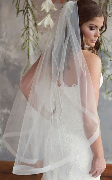 Simple Style Single Layer Soft Wedding Veil