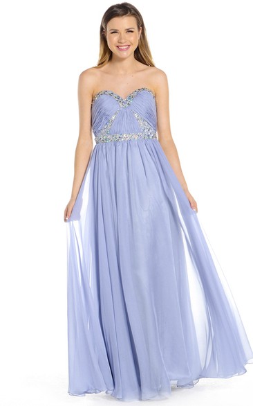 Floor-Length Sweetheart Beaded Sleeveless Chiffon Prom Dress