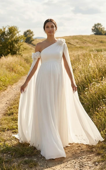 White Lace Spaghetti Strap Maternity Wedding Dress with Train