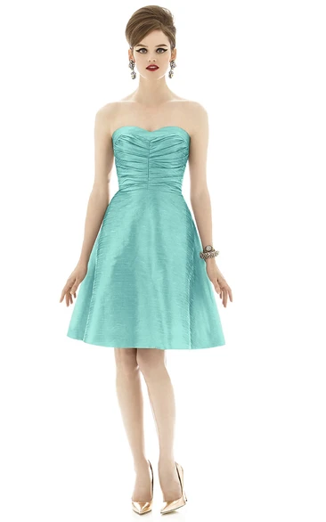 Taffeta Sweetheart Short A-Line Unique Dress With Ruching