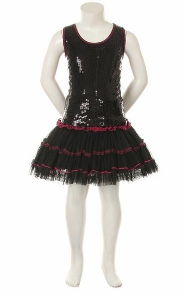 Mini Sleeveless Sequins Flower Girl Dress