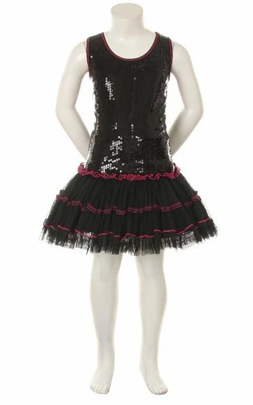 Mini Sleeveless Sequins Flower Girl Dress