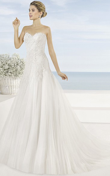 A-Line Sweetheart Tulle Wedding Dress
