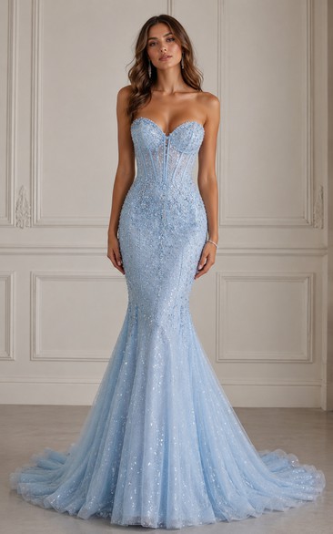 Mermaid Sweetheart Sequins Prom Dress with Sequins