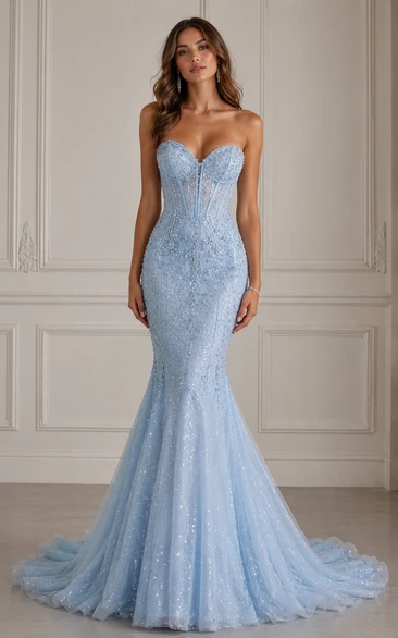 Mermaid Sweetheart Sequins Prom Dress with Sequins