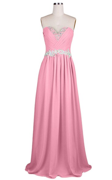 Sweetheart Pleated Beaded A-line Gown With Lace-up Back