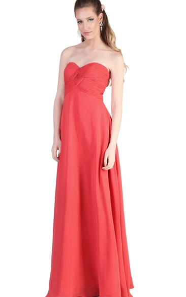 Sweetheart Maxi Criss-Cross Chiffon Bridesmaid Dress With V Back