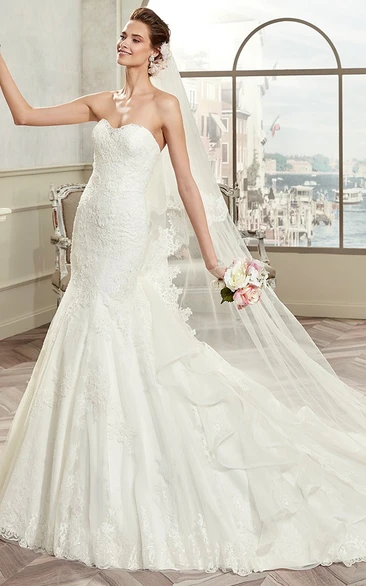 Strapless Mermaid Bridal Gown With Ruching Train And Open Back