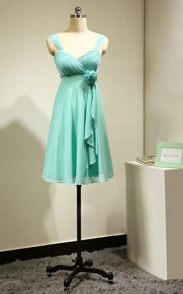 Sweetheart Empire Draped A-line Pleated Chiffon Short Dress Mint