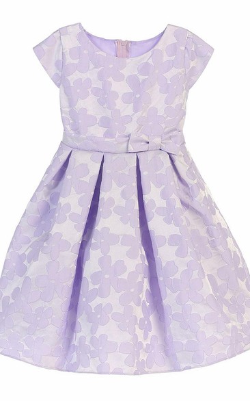 Knee-Length Tiered Pleated Flower Girl Dress