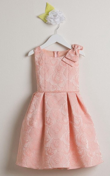 Tiered Pleated Flower Girl Dress With Sash