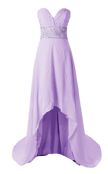 Train Asymmetrical Sweetheart A-line Dress With Beaded Band