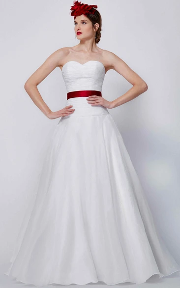A-Line Sweetheart Organza Wedding Dress With Ruching