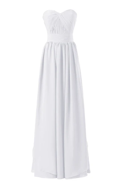 Sweetheat Ruched Long Pleated Chiffon Dress