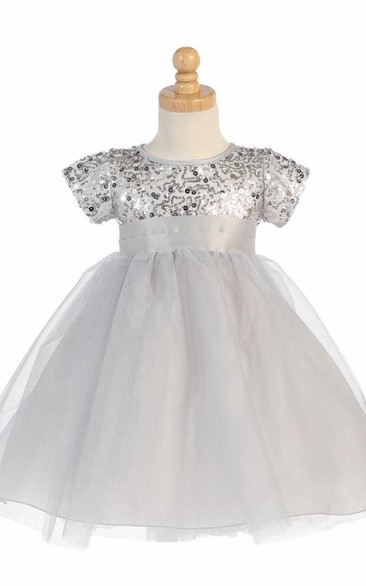 Mini Tulle&Sequins Flower Girl Dress