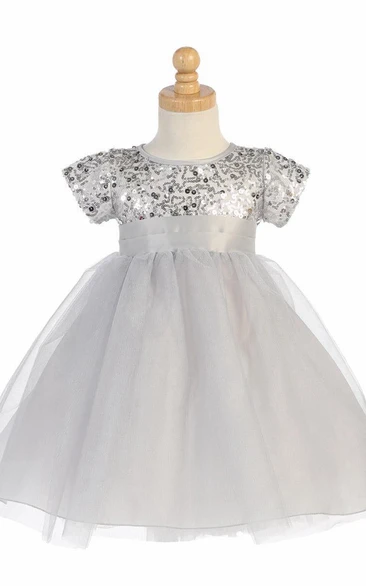 Mini Tulle&Sequins Flower Girl Dress