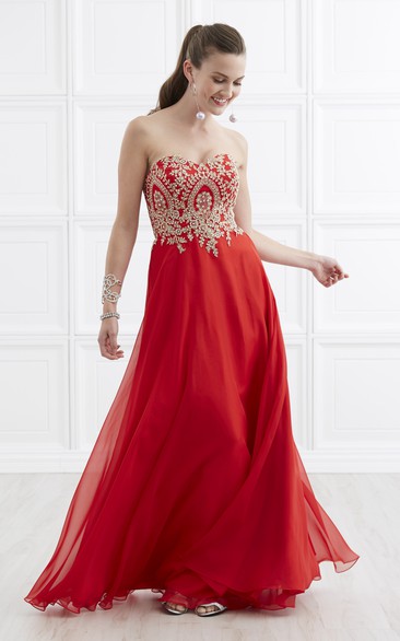 A-Line Sweetheart Sleeveless Chiffon Lace-Up Dress With Beading