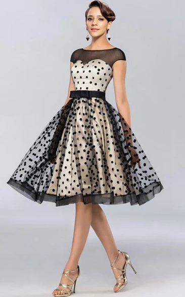 Charming A-Line Bateau Cap Sleeves Knee-Length Prom Dress