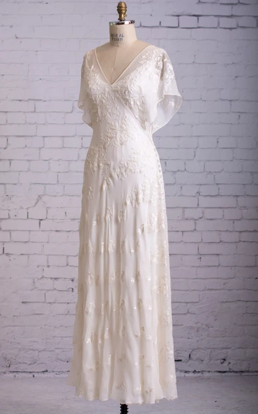1920s Vintage Inspire Empire Casual Flutter Wedding Dress for Older Women