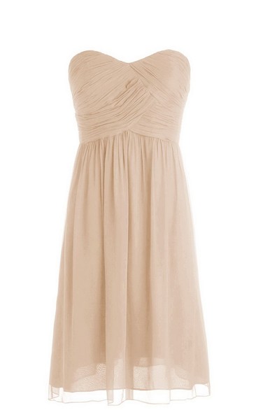 Strapless Mini Dress With Crisscross Ruching