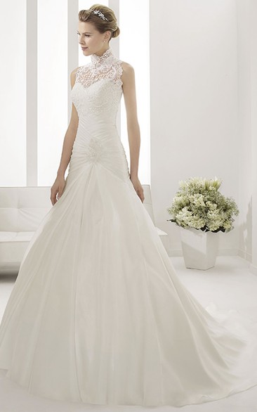 Sweetheart Mermaid Taffeta Bridal Gown With Removable Lace High-Neck Top