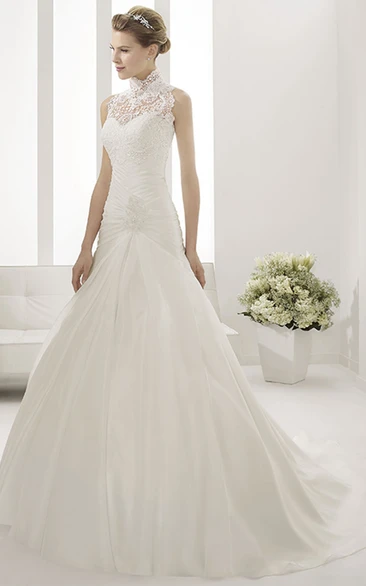 Sweetheart Mermaid Taffeta Bridal Gown With Removable Lace High-Neck Top