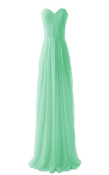 Chic Strapless Sweetheart Pleated Chiffon A-line Gown