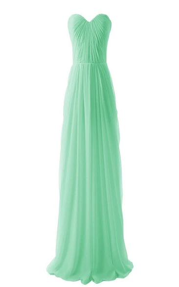 Chic Strapless Sweetheart Pleated Chiffon A-line Gown
