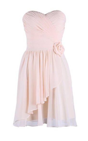 Sweetheart Ruched Drapped Short Dress With Flower