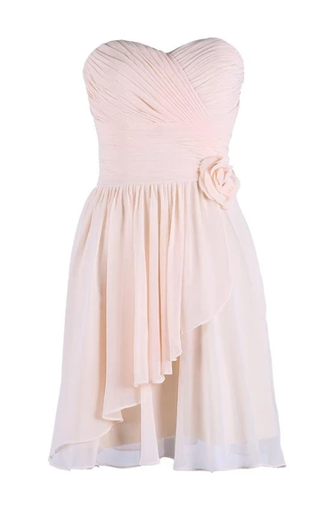 Sweetheart Ruched Drapped Short Dress With Flower