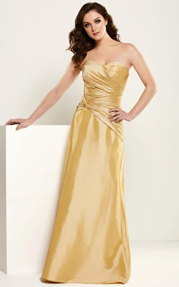 Sweetheart Long Criss-Cross Satin Bridesmaid Dress With V Back