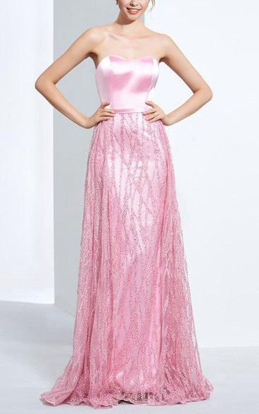 Sheath Sweetheart Beading Sequins Sweep Train Prom Dress