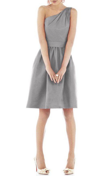 Vintage One Shoulder A-line Knee-length Satin Short Dress