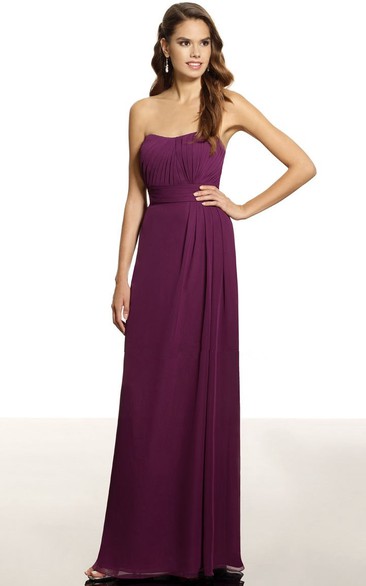 Ruched Strapless Chiffon Bridesmaid Dress