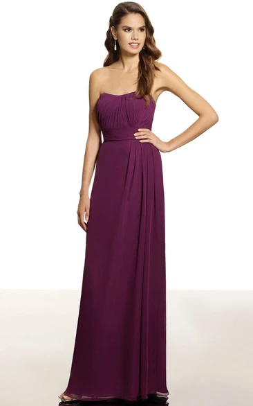 Ruched Strapless Chiffon Bridesmaid Dress