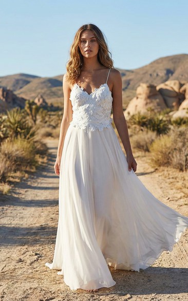 Spaghetti Strap Chiffon Wedding Dress