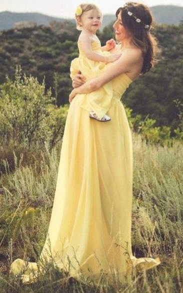 Yellow Chiffon Jersey Gown Matching Chiffon Gown
