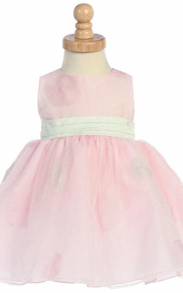 Bowed Sleeveless Organza Flower Girl Dress